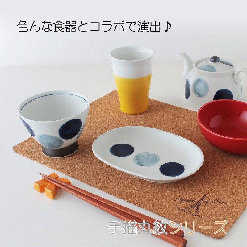 Hasamiyaki CtoC JAPAN Kurawanka Rice Bowl, Hand-painted Round Crest, Blue,