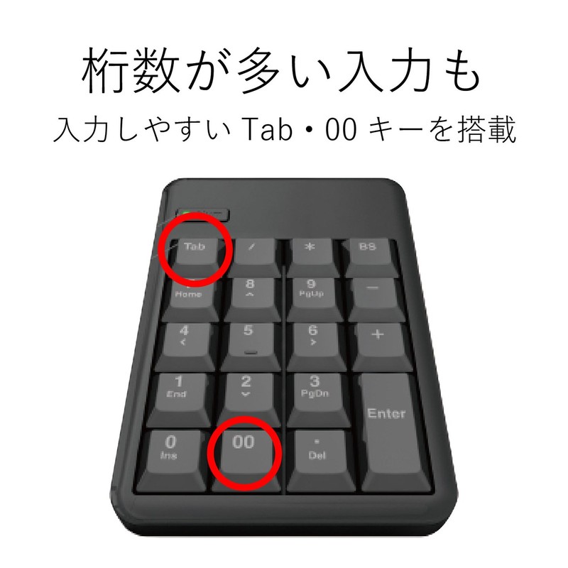 Elecom TK-TDM017BK USB-A Numeric Key, Wireless (Receiver Included) Membrane, 10