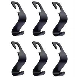 Tongke 6 Pack Car Seat Headrest Hooks, Holder Storage Hook for Car Handbag Clothes Coats Grocery Bags, Black