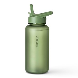 VINSUN Water Bottle 1L with Straw Lid - Tritan, BPA Free, Leak-proof - Lightweight Drinking Bottle for Sports, Outdoor, School, Bike, Gym