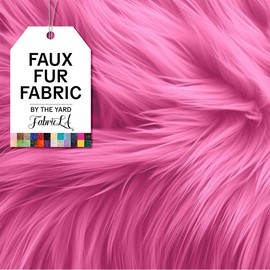 FabricLA Faux Fur Fabric by The Yard - Artificial Craft Fur - 72" X 60" Inch Wide - Fur Fabric for Craft Supply, DIY Furry Plush Projects, Sewing, Decoration, Upholstery, Bubble Gum, 2 Yard