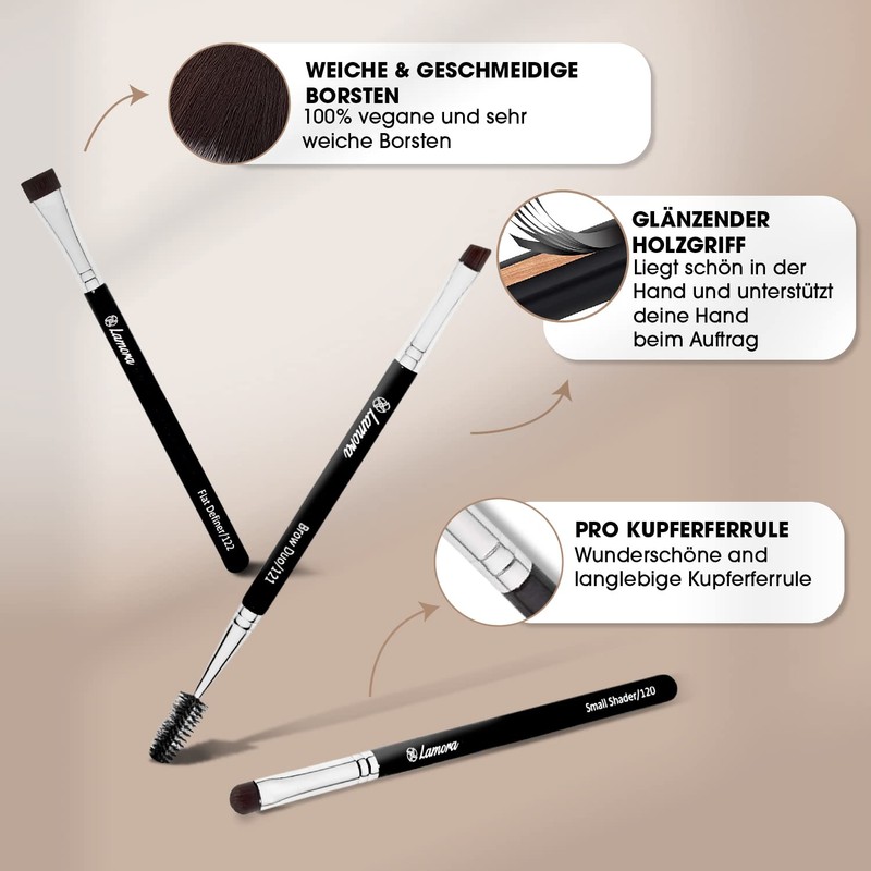 3-piece eyebrow brush set, beauty make-up brush set for applying