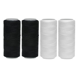 4PCS Polyester Sewing Threads, 110m/120Yards Black and White Sewing Thread, Clothes Sewing Repair Spools Thread, Universal Sewing Machine Threads, DIY Embroidery Thread Sewing for Hand Crafts Repairs