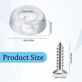 Coumy 100 Packs Cutting Board Rubber Feet with Stainless Steel Screws, Round Rubber Feet Non Slip Bumper Pads Cutting Board Feet for Furniture Kitchen (Clear)