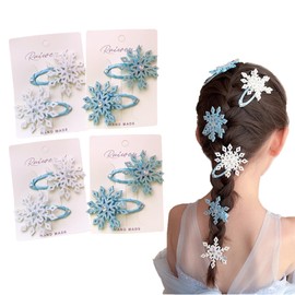 YINKE Hair Accessories, 8-Piece Set, Snowflake Hair Clips, Christmas, Parties, Costume, School Festivals, Recitals