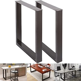VEVOR Set of 2 Steel Table Legs, 28''Height 23''Wide Dining Table Legs, Heavy Duty 3.1" Square Box Section Square Table Legs, 28x23x3.1 Inch Original Color Industrial Country Style Metal Dining Legs