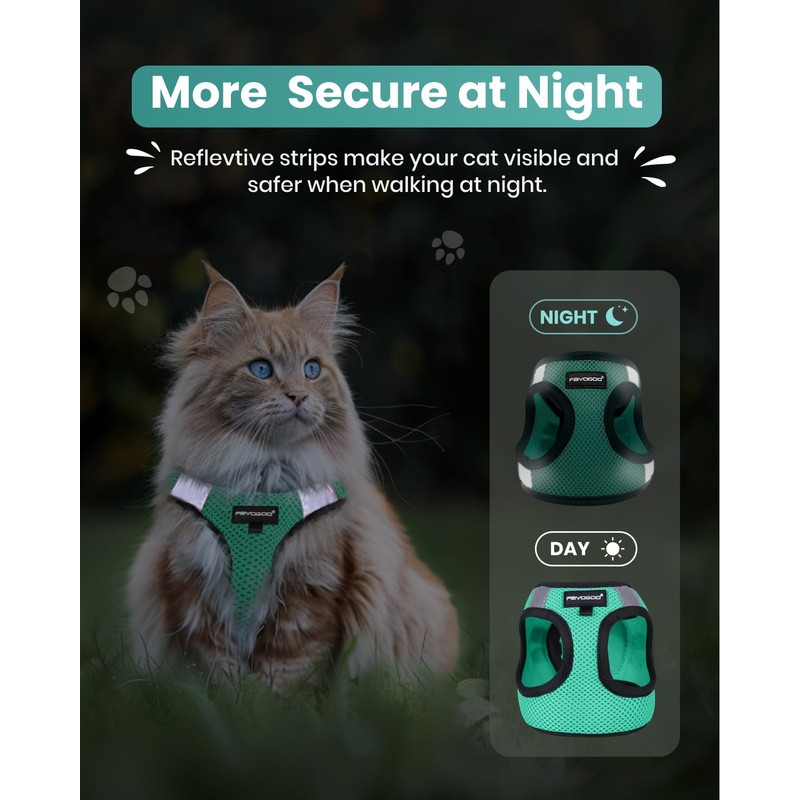 FAYOGOO Escape Proof Cat Harness and Leash Set for Walking,