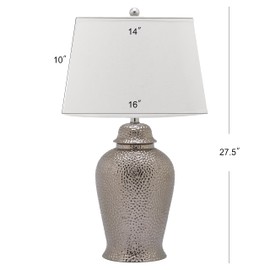 SAFAVIEH Lighting Collection Metallica Silver Ginger Jar 28-inch Bedroom Living Room Home Office Desk Nightstand Table Lamp Set of 2 (LED Bulbs Included)