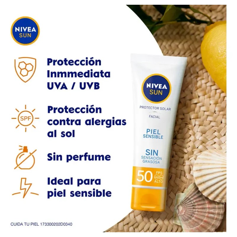 Protector Solar Facial Fps 50+ Nivea Sun Piel Sensible 50ml