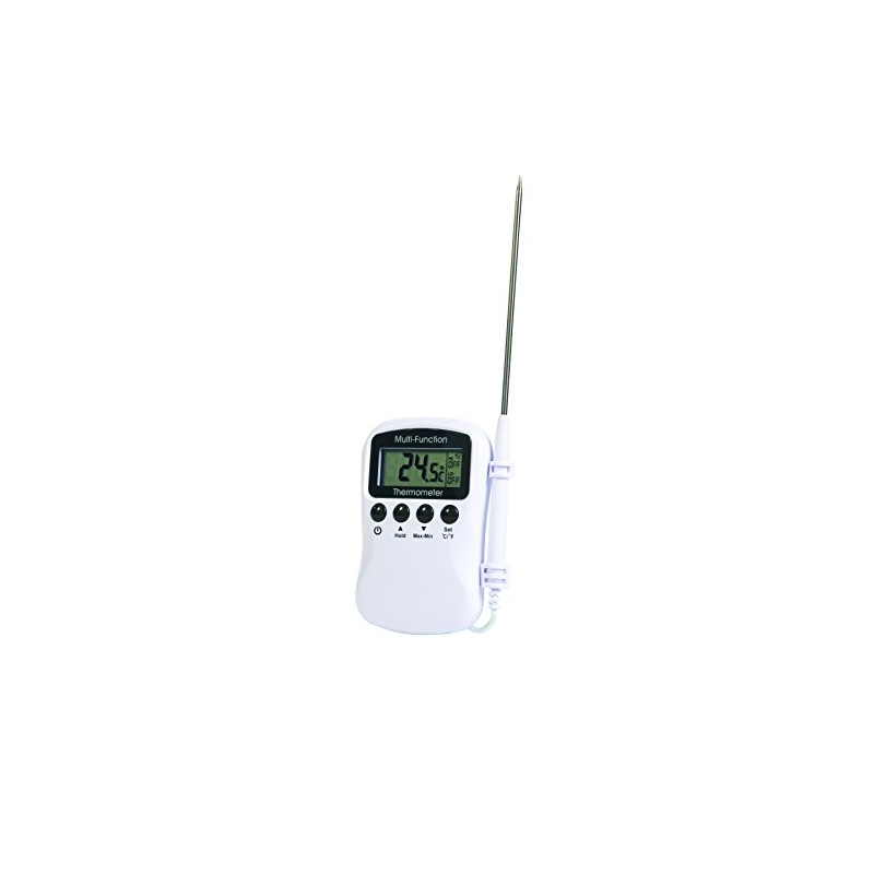 Multi-Function Thermometer Complete with Stainless Steel Food Probe (White)