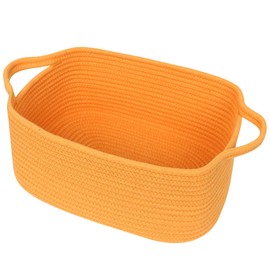 WILLITAT Cute Orange Woven Basket, Empty Gift Basket for Christmas, Thanksgiving, Easter, Birthday, Cotton Rope Storage Bin with Handle for Gift, Dog Toy Box, Baby Nursery Organizer, Orange Room Decor
