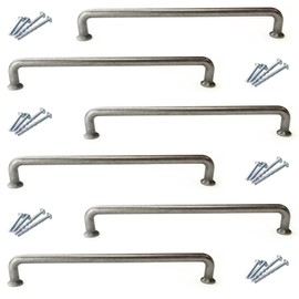 French Furniture Fittings Cupboard Handles, Set of 6 Door Handles, Antique Pewter, Cabinet Handles for Kitchen Cupboards and General Furniture (192mm Between fixings)