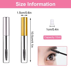 N //A 24 Pcs 10 ml Empty Mascara Tube, Eyelash Wand Case, Eyelash Tube Brush, Eyelash Cream Container Bottle with 24 Rubber Stoppers (3 Colors)