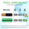 PKCELL 2X Ni-MH 1.2V 2/3AAA Size Rechargeable Battery 400mAh Button