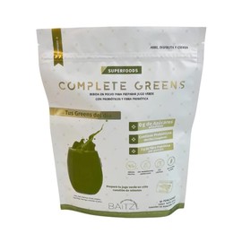 Baitz | Complete Greens | Jugo Verde en polvo con Probióticos, Fibra Prebiótica, Nopal, Espinacas y más | Ingredientes de Origen Vegetal | Estilo de Vida Saludable | Vegano, Sin Azúcar Añadida, Sin Gluten | Bolsa Resellable | 570 g