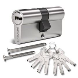 Bwintech 90 mm (45/45) nickel-zinc alloy euro cylinder lock, door drum lock, key key with 8 horizontal dimple keys