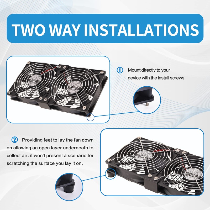 Dual 120mm High CFM Computer Fans with AC Plug, AC