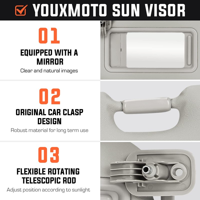 Youxmoto Sun Visor Left Driver Side for Mazda 3 2010