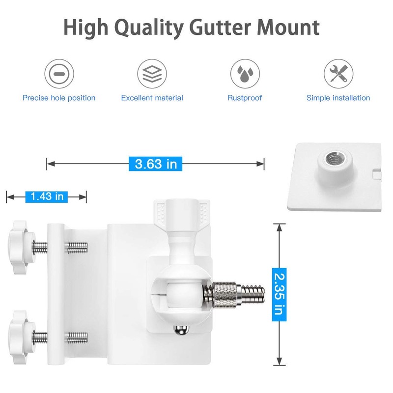 HOLACA Weatherproof Gutter Mount for Ring Solar Panel- Adjustable Aluminum