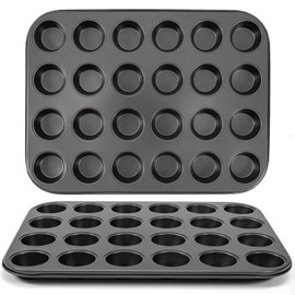 Cseese 2 Pack Mini Muffin Pan, 24 Cup Muffin Tin, Nonstick Carbon Steel Muffin Cupcake Baking Tray, Ideal Kitchen Tool for Baking Enthusiasts