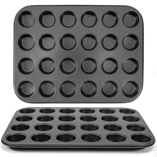 Cseese 2 Pack Mini Muffin Pan, 24 Cup Muffin Tin,
