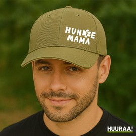 HUURAA Cappy Hat Dog Mum Tapse Unisex Cap with Motif for All Dog People Gift Idea for Friends and Family, Olive/Beige