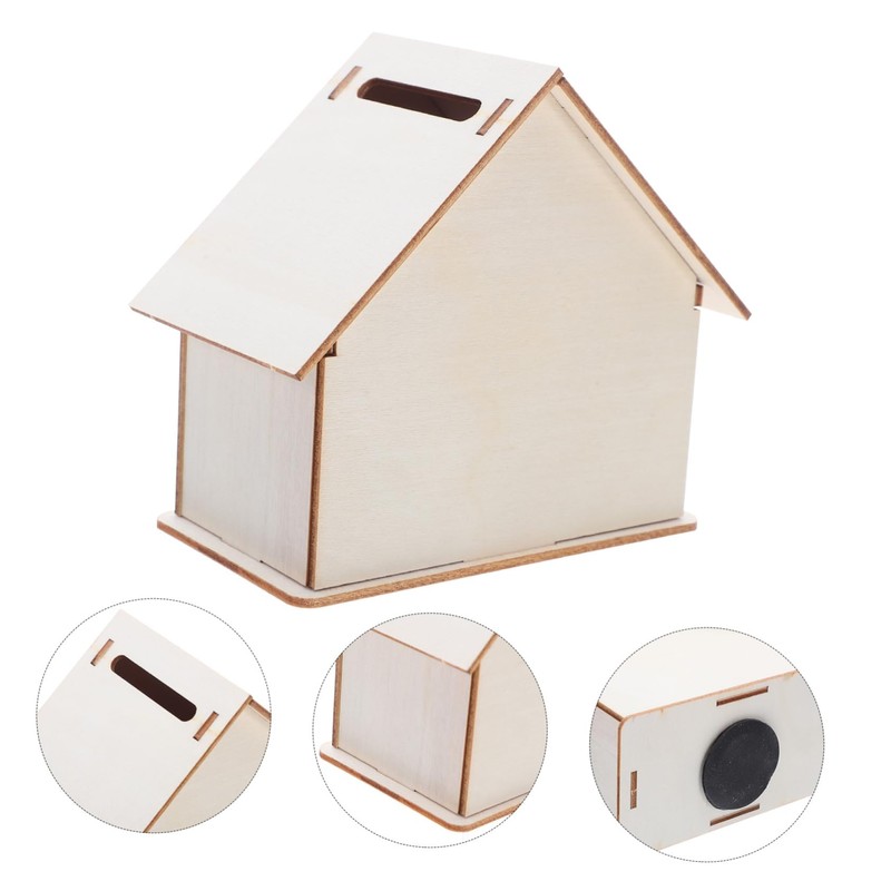 Kisangel 10PCS Wooden House Craft Piggy Bank Kit Unfinished DIY