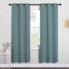 NICETOWN NICETOWN Modern Blackout Curtains Noise Reducing for Bedroom, Thermal Insulated and Privacy Room Darkening Drape Panels for Boy's Guest Room Door Window (Greyish Blue, 2 Panels, W34 x L72 -Inch)