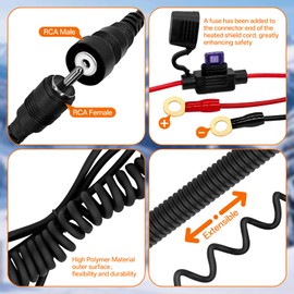 CHolic Snowmobile Helmet Heated Shield Cord, RCA Plug Heated Cord for Heated Most Electric Shields, Helmet, Visor Port (Kit)