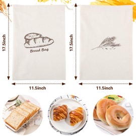 Augshy Bread Bags, 2 Pack Bread Bags for Homemade Bread, 17.7 * 11.8in Linen Bread Bag -Inside Lining to Keep Bread Fresh -Reusable Bread Bags