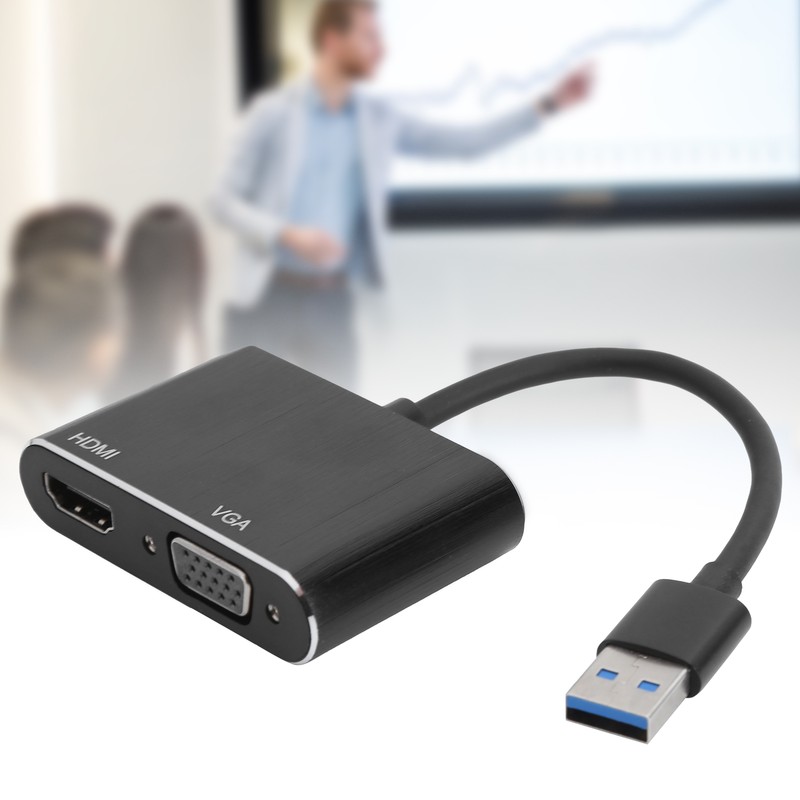 USB3.0 to VGA/HDMI Adapter Power Converter Display Expansion Dock Computer