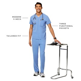 FIGS Leon Three-Pocket Scrub Top for Men - Ceil Blue, S
