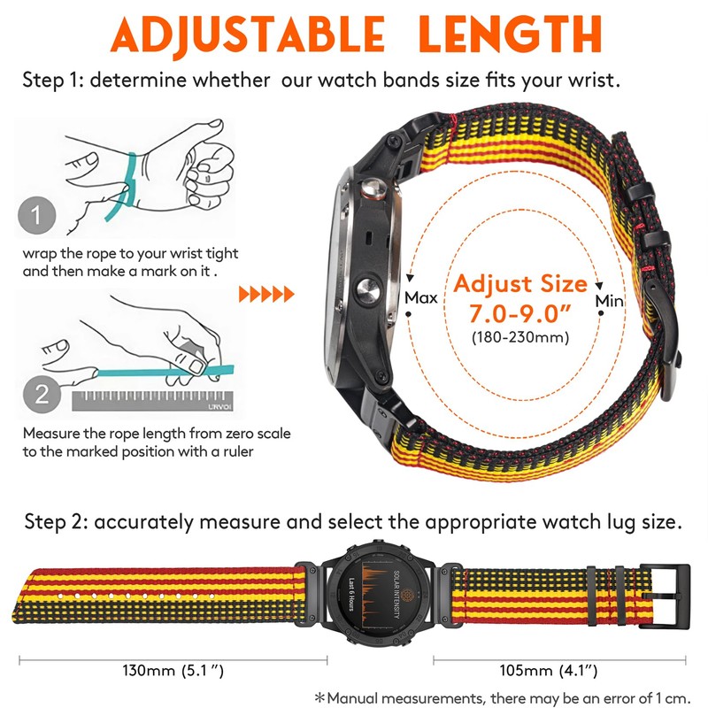 Torbollo Garmin Belt Nylon Garmin Band for Fēnix, Instinct, Approach,