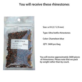 Genio Cristal Rose Gold SS10 Ultra Hotfix Rhinestones, 3600pcs Quality, Machine Washable Iron-On Rhinestones for Fashion and Accessories