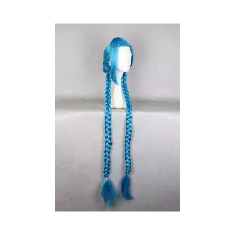 ANOGOL Peluca Cosplay Jinx Lol Azul Trenzas Larga League Of