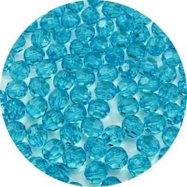 YUEXIGO 1000pcs 6mm Acrylic Round Faceted Beads for Crafts Faceted Spacer Beads for Sewing Crafts Decoration Necklaces Bracelets Earrings Jewelry Making(Light Lake Blue)