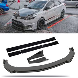 DREAMIZER Front Lip Universal Front Bumper Lip Splitter Spoiler Chin + 86.6" Side Skirt + Rear Diffuser (All Glossy Black),Black A