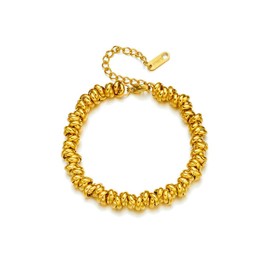 Niaspi Chunky Round Knot Bracelet for Women Stainless Steel Gold Plated Unique Infinity Circle Beaded Bracelets Adjustable Fashion Bohemian Vintage Jewelry Gifts