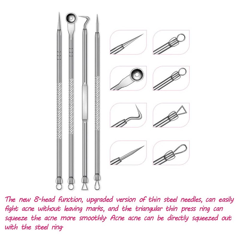 Blackhead Removal Kit, Blackhead Remover, 4 Piece Set with Storage