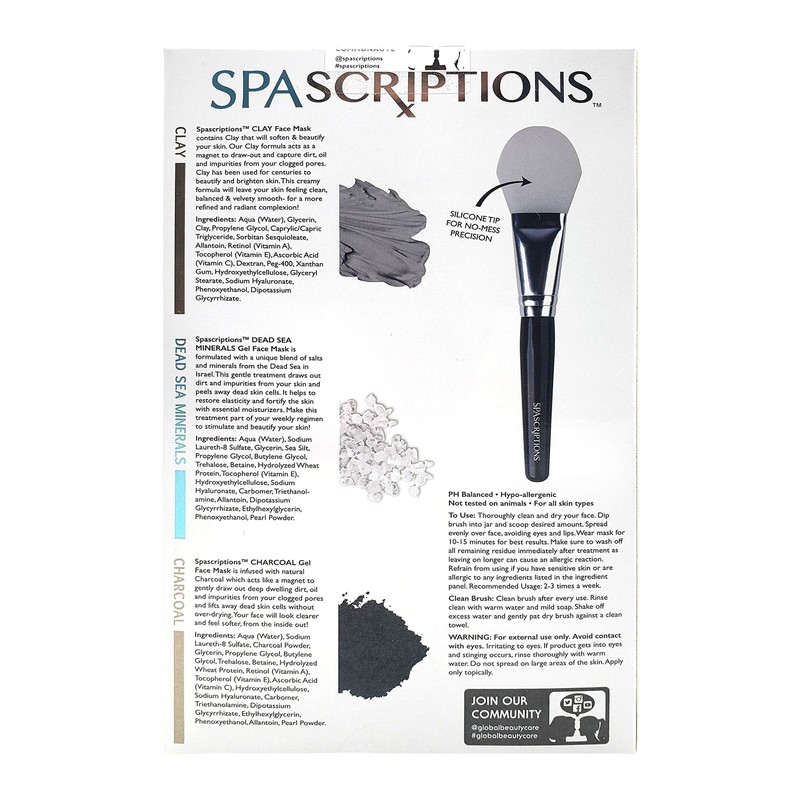 SpaScriptions Dead Sea, Charcoal, & Clay Gel Face Mask with