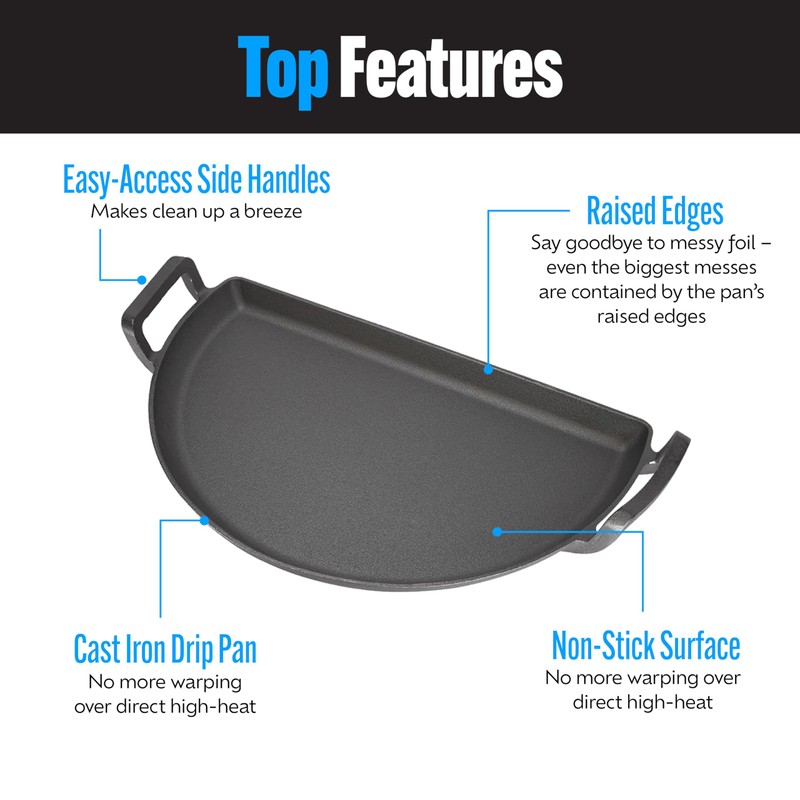 SnS Grills Slow ‘N Sear Cast Iron Drip 'N Griddle