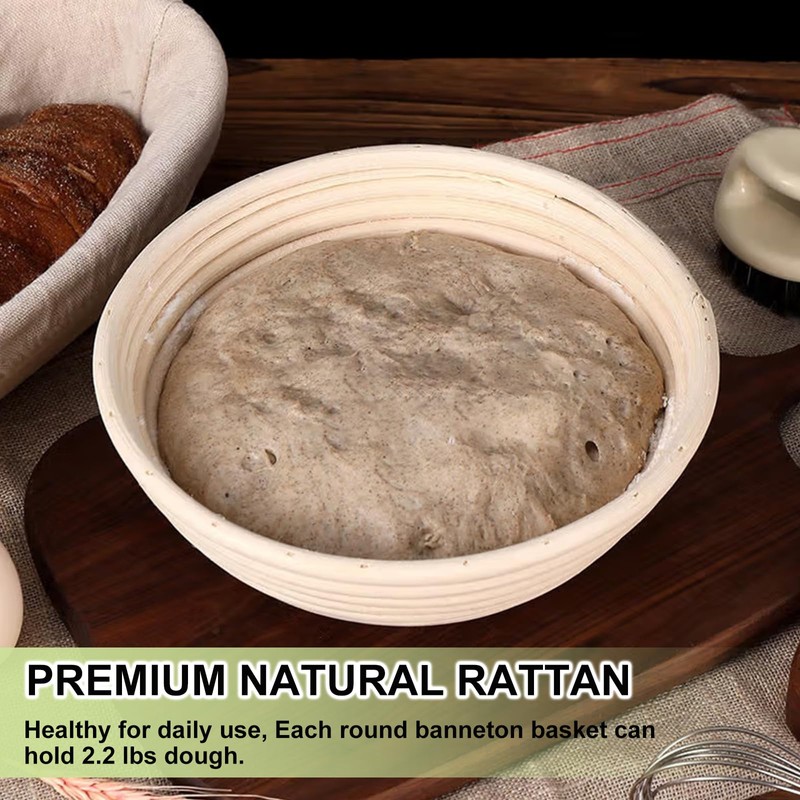 Panumly Bread Proofing Basket with Liners, 9 inch Round Sourdough