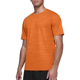 Athletic Shirts for Men Dry Fit Short Sleeve Crew Neck Fitted(Light Orange,XXL)