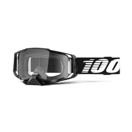 100% ARMEGA Goggles - Eyewear for Dirt Bikes, Motocross, Motorcycle, & Bike Sports - Durable Mountain Biking Goggles - Black, Clear Lens
