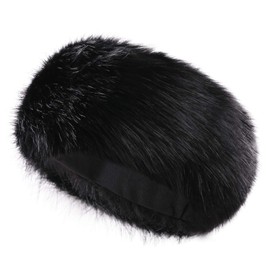 SUNFURA Women's Faux Fur Headband Winter Earwarmer Earmuff with Stretch,Black