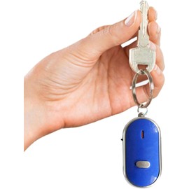 Whistle Key Finder, Beeping Keyfinder fob that makes noise, Voice Control Keychain Key chain Locator for Lost Keys, Smart Item Locator, Anti Lost Alarm LED Sound Keychain With And Flash Light (Blue)