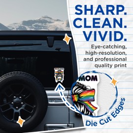 (2 Pack) Proud Mom Stickers - Rainbow Messy Bun - Mommy Pride Decals 5" On Longest Side - Sticks to Smooth Flat Surfaces - Made in USA - BMCS12530