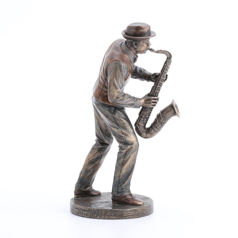 Veronese Design 7 1/4" Jazz Band Saxophonist Resin Figurine Bronze