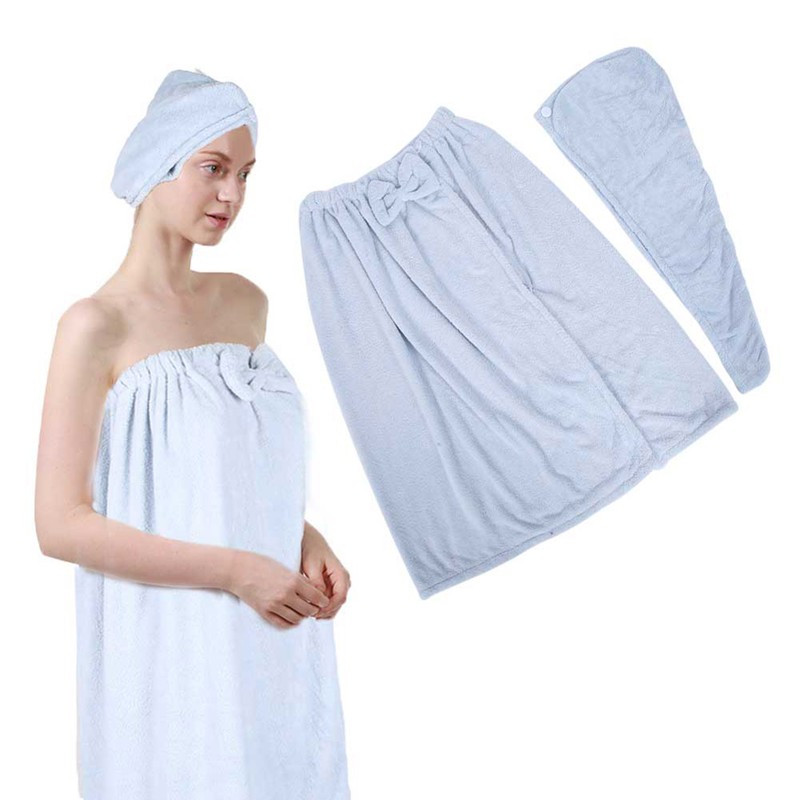Bath Towel Wrap Coral Fleece Spa Women Adjustable Shower Wrap