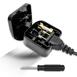 US to UK Plug Adapter with Screwdriver, USA to UK Plug Adaptor, China to UK Plug Adapter, Convert USA, Chinese, and Japanese Type A Plugs to UK Plug with Safety Fuse(13A, Black)